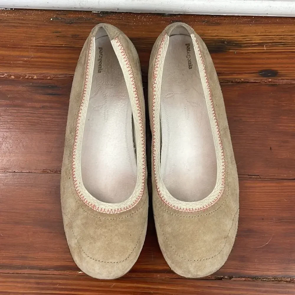 Patagonia suede comfort slip on round toe ballet flats sz 8